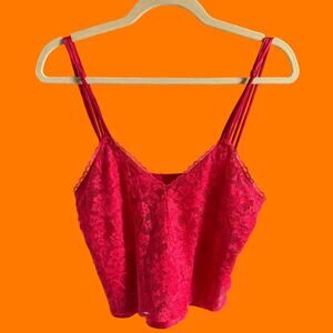 90's vintage red satin lace lingerie tank top camisole SMALL victoria's secret